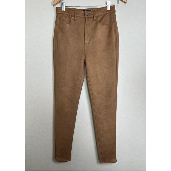 Ann Taylor Women's Faux Suede Tan Straight Leg Pants Size 4 - Picture 1 of 9